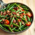 Snijbonen met bacon en tomaat