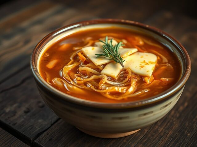 Soep van uientrio met cantal
