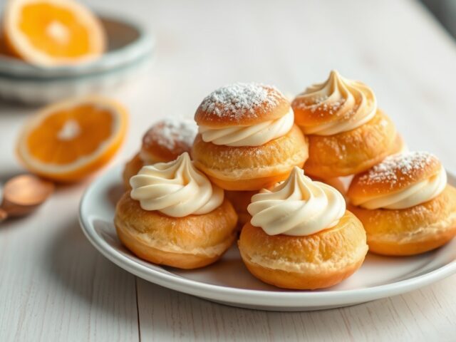 Soesjes met sinaasappelroom