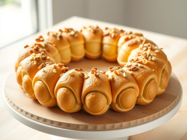 Soesjestaart met custardcrème en noten
