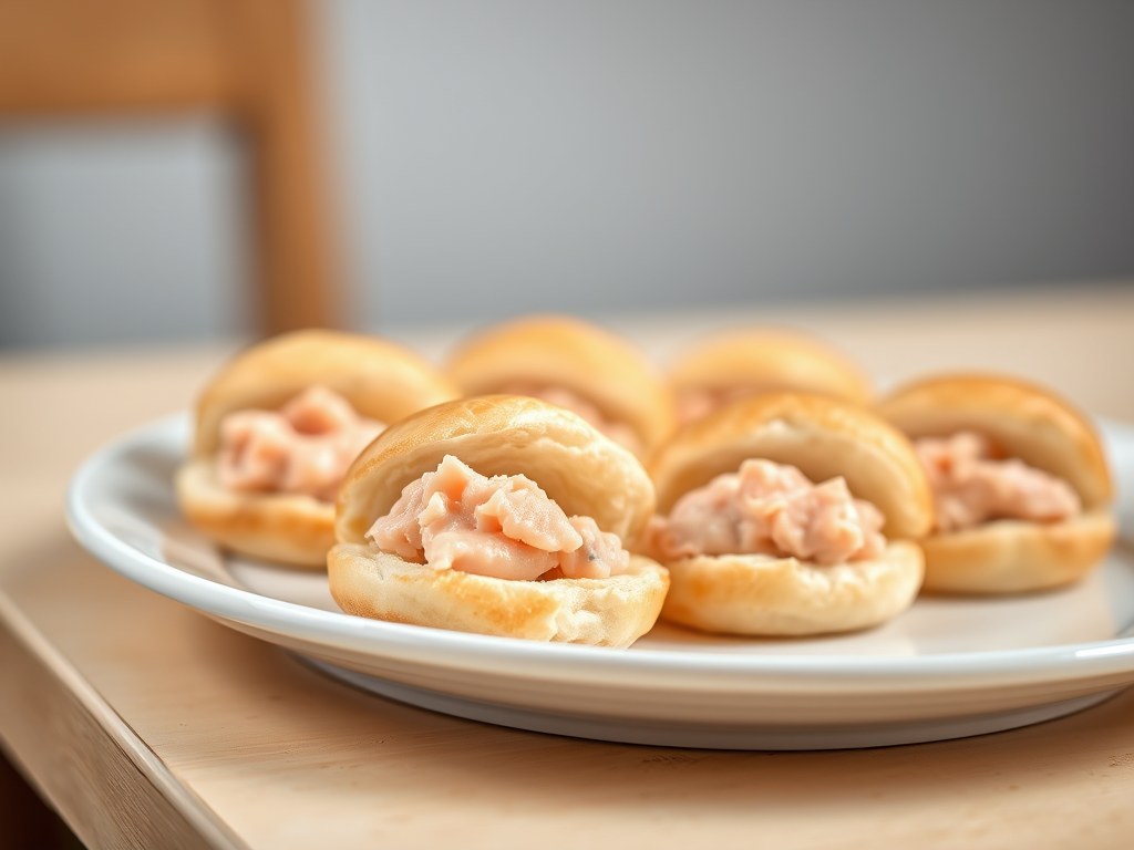 Soezen gevuld met zalm en monchou, AI-gegenereerde illustratie