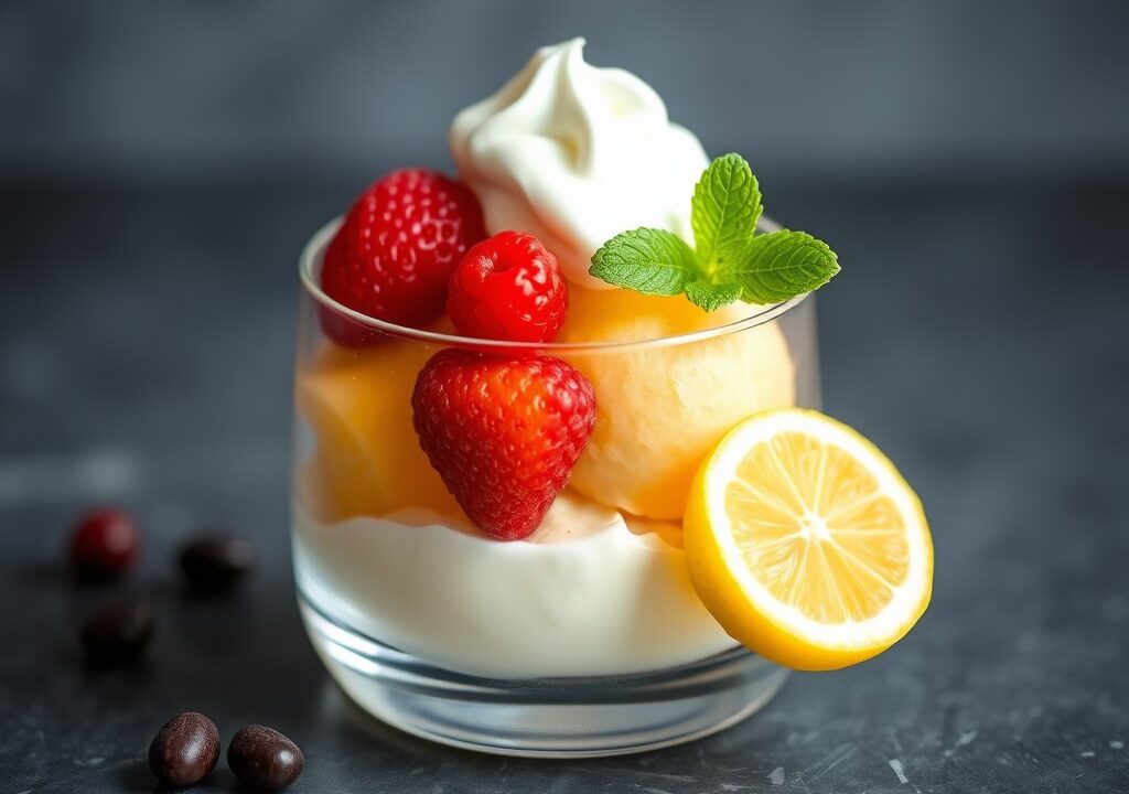 Sorbet met fristi, AI-gegenereerde illustratie