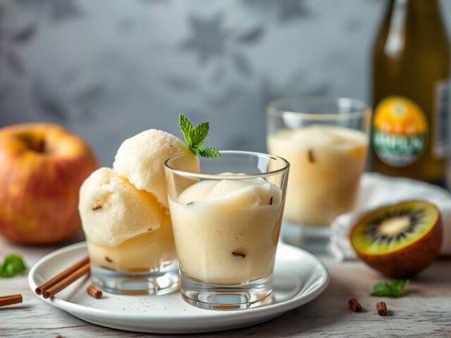 Sorbet van Hoegaarden, appel en kiwi