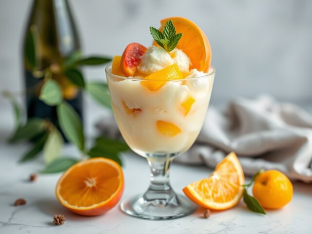 Sorbet van perzik en sinaasappel
