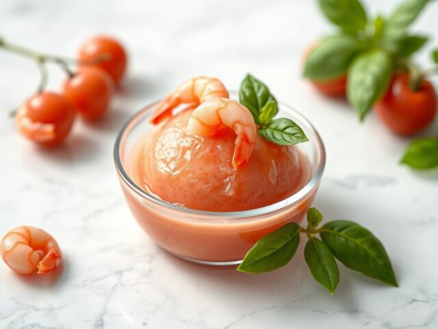 Sorbet van tomaat met garnaaltjes
