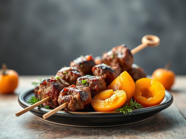 Sosaties (vleesspies) met abrikozen