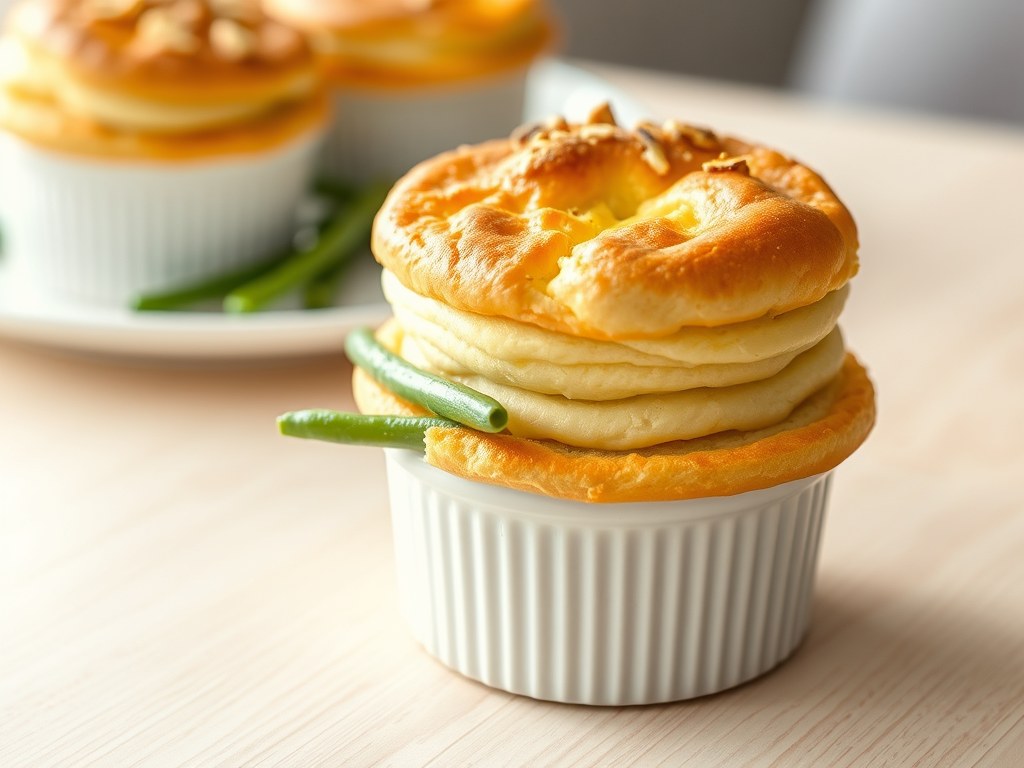 Soufflé met sperzieboontjes, AI-gegenereerde illustratie