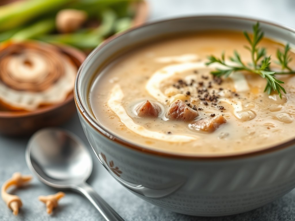 Soupe à l’oignon, AI-gegenereerde illustratie