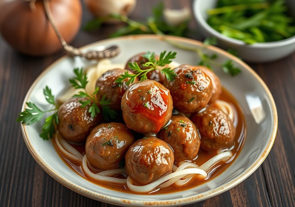 Spaanse gehaktballetjes (Albondigas), AI-gegenereerde illustratie