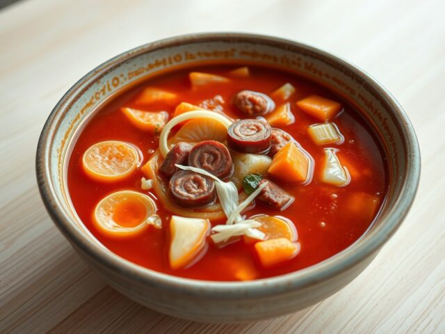 Spaanse, gevulde tomaten-groentesoep
