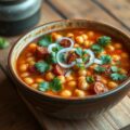 Spaanse soep met kikkererwten en chorizo