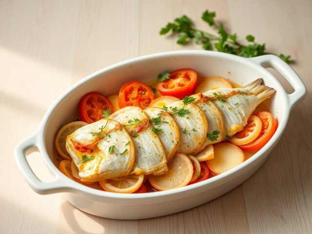 Spaanse visschotel: Pescado al horno els pescador