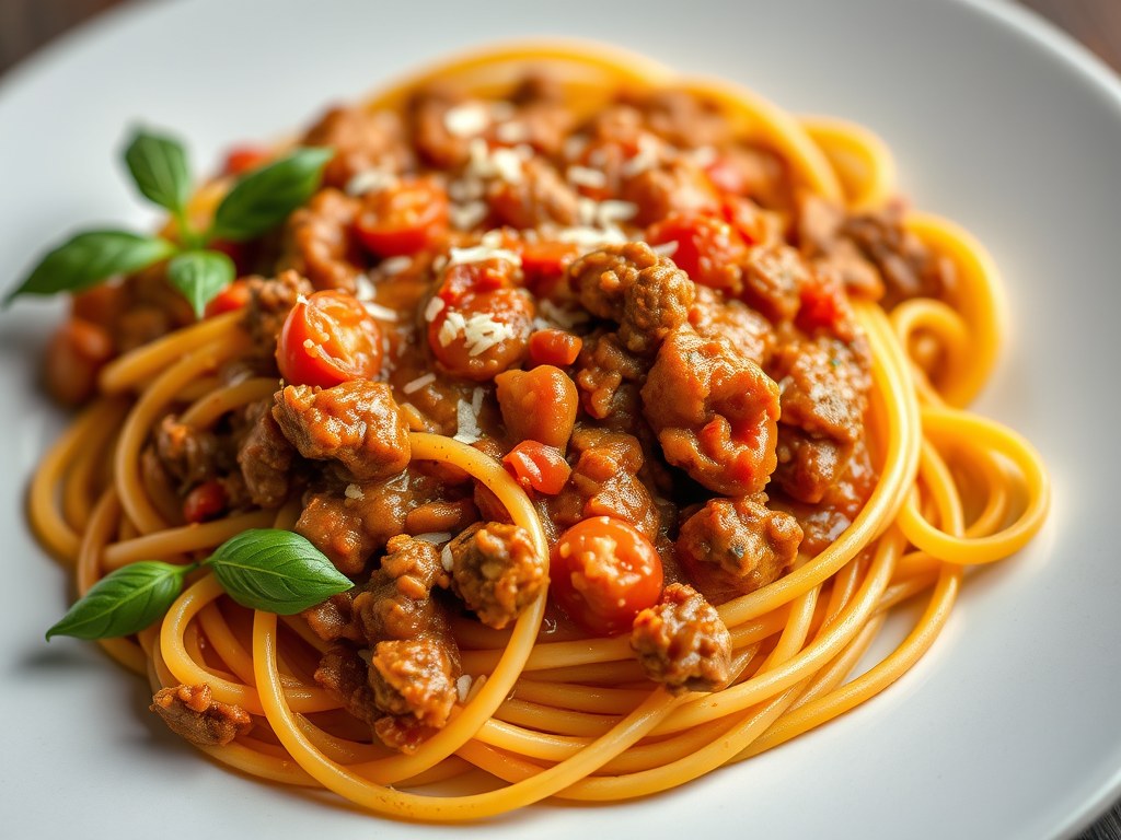 Spagetti Bolognese (zoet), AI-gegenereerde illustratie