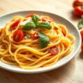 Spaghetti aglio olio met tomaat