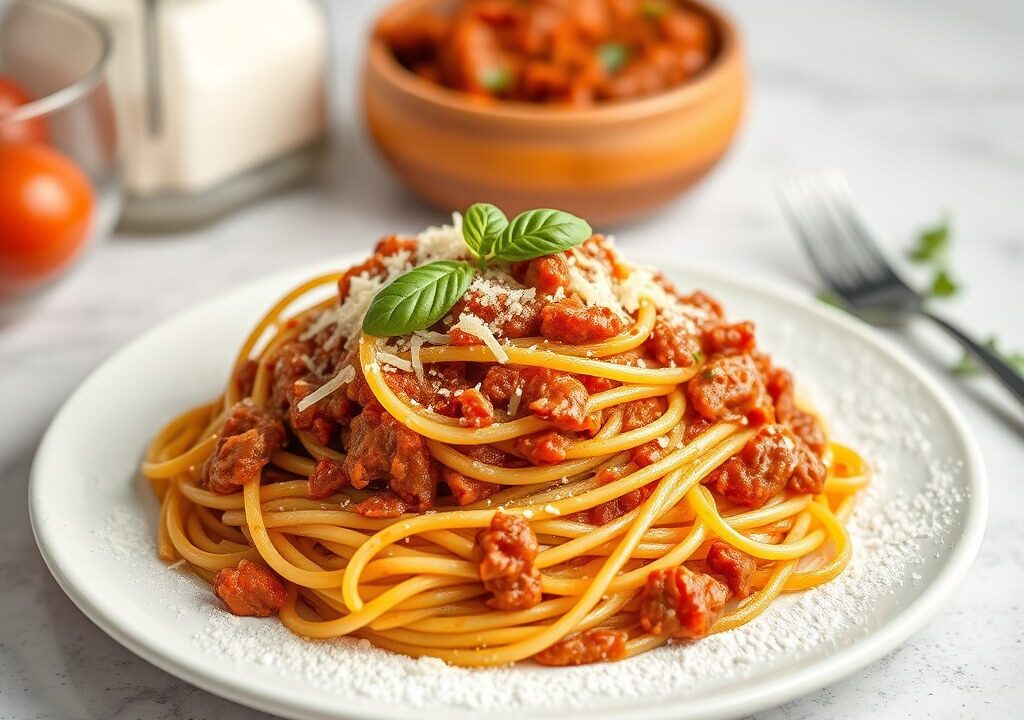 Spaghetti alla Bolognese, AI-gegenereerde illustratie
