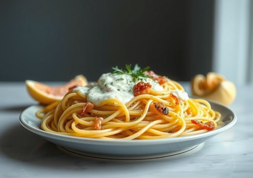 Spaghetti alla carbonara, AI-gegenereerde illustratie