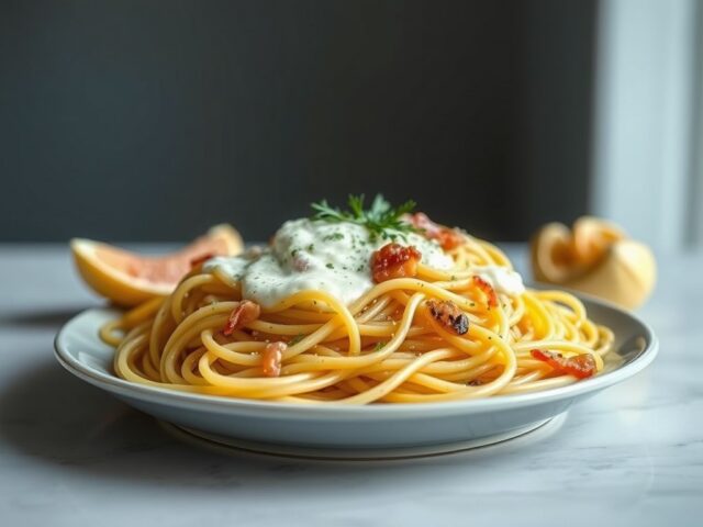 Spaghetti alla carbonara — AI-gegenereerde illustratie