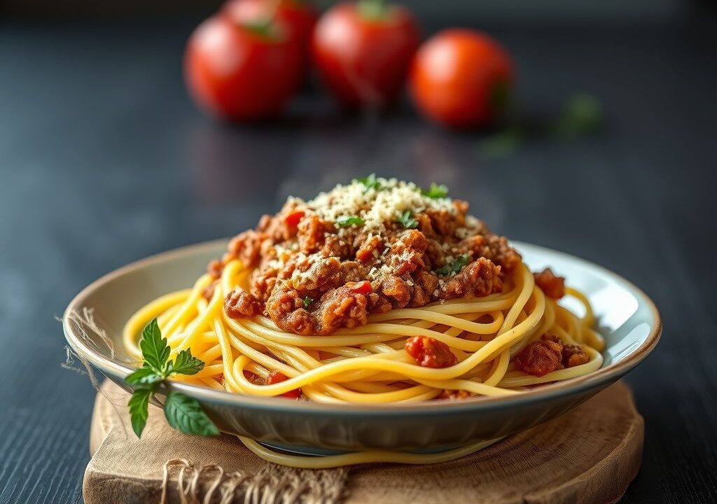 Spaghetti Bolognese, AI-gegenereerde illustratie