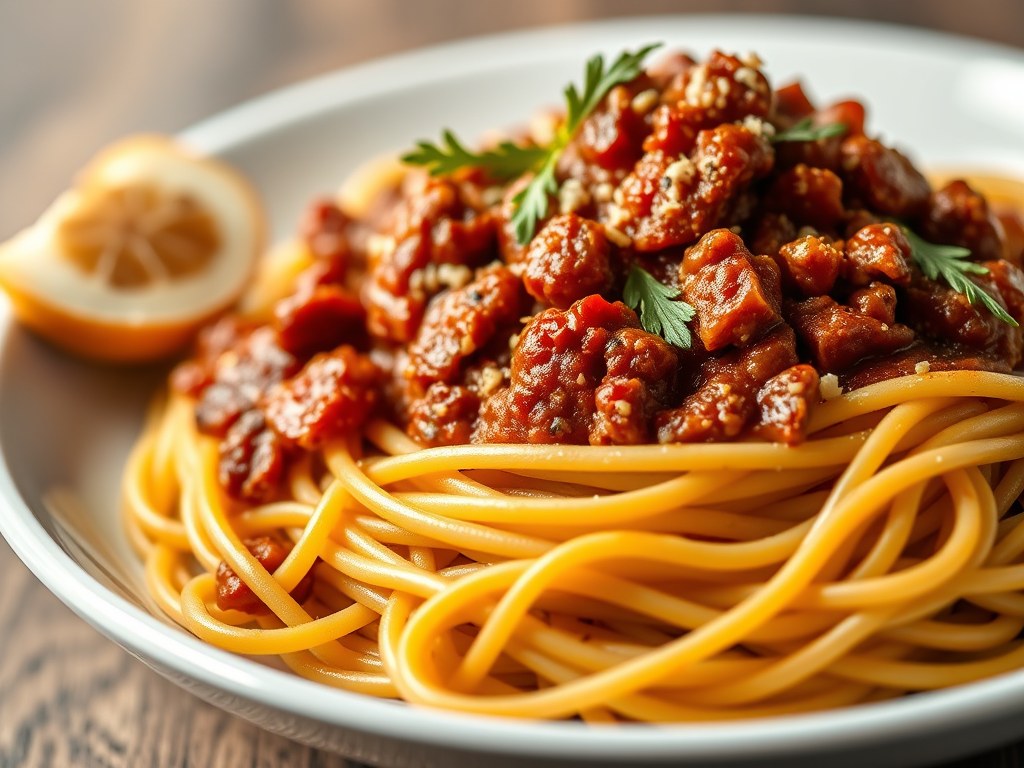 Spaghetti Bolognese, AI-gegenereerde illustratie