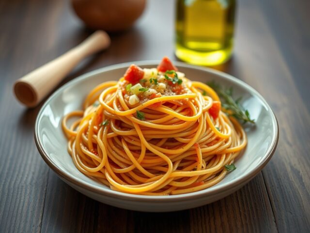 Spaghetti eigen versie — AI-gegenereerde illustratie