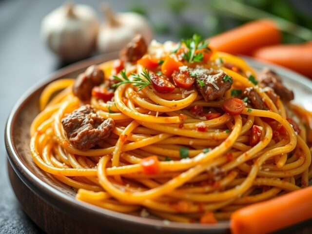 Spaghetti à la Sonja Bakker — AI-gegenereerde illustratie