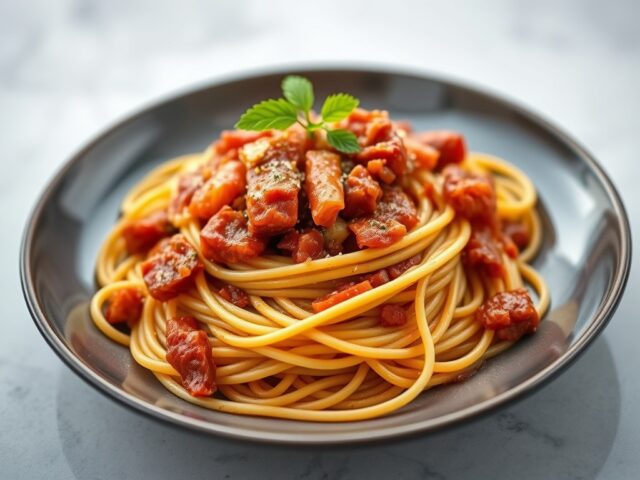 Spaghetti met Bolognese saus — AI-gegenereerde illustratie