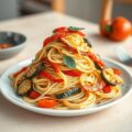 Spaghetti met geroosterde groenten