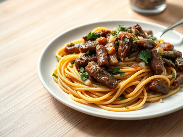 Spaghetti met Marsala en kalfsvlees