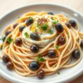 Spaghetti met mascarponesaus en olijven