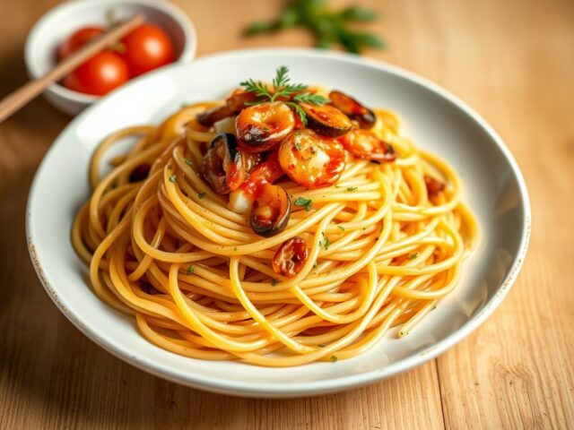 Spaghetti met sardientjes — AI-gegenereerde illustratie