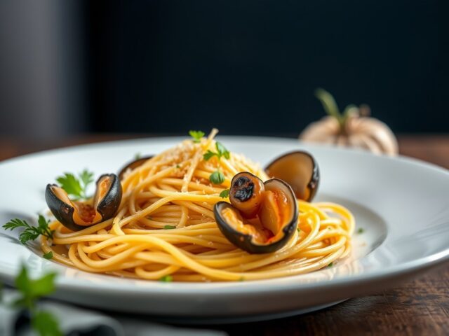 Spaghetti met venusschelpjes