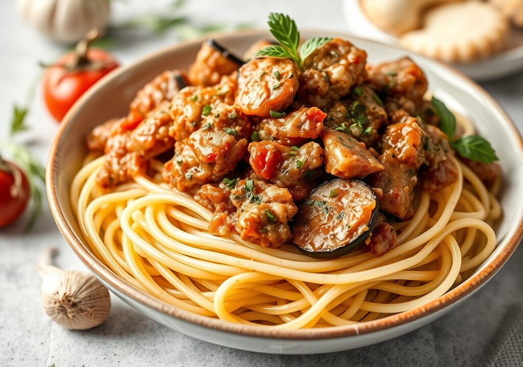 Spaghetti tonijnsaus, AI-gegenereerde illustratie