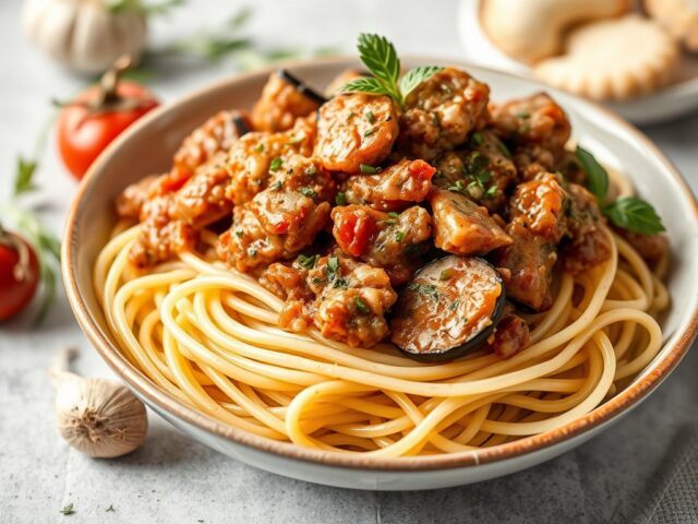 Spaghetti tonijnsaus — AI-gegenereerde illustratie