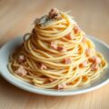 Spaghettie met room en ham (erg lekker )