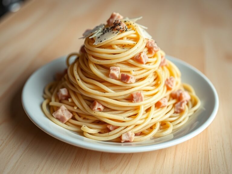 Spaghettie met room en ham (erg lekker )
