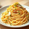 Spaghettini met citroensaus en reepjes kalfsvlees
