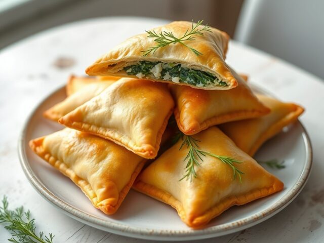 Spanakotyropitakia (Spinaziepasteitje met kaas)