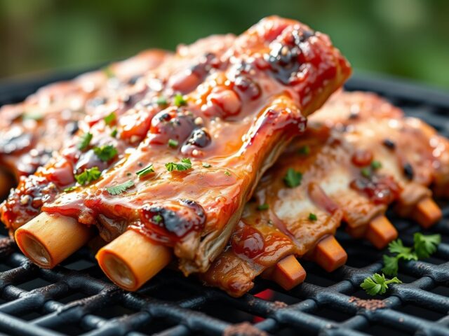 Spare ribs in honing witte wijn marinade — AI-gegenereerde illustratie