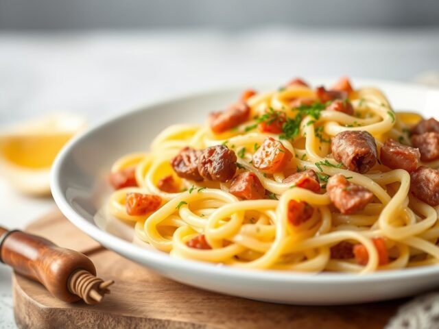 Speck spätzle — AI-gegenereerde illustratie