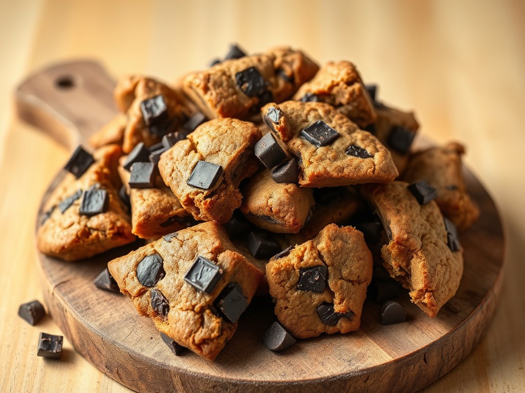 Speculaasbrokken met chocoladestukjes, AI-gegenereerde illustratie