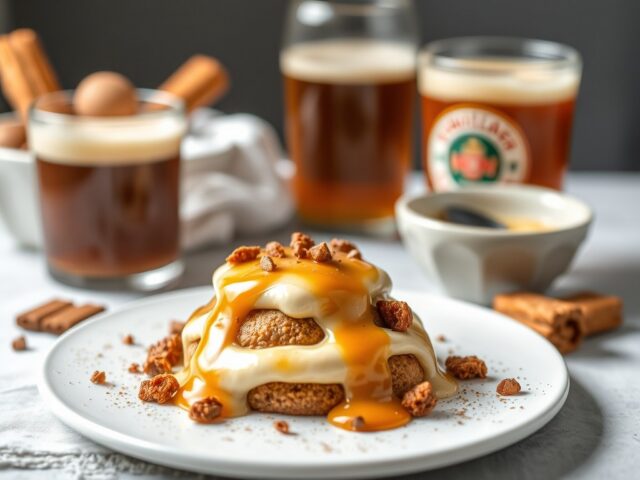 Speculaasijs met bokbiersabayon — AI-gegenereerde illustratie