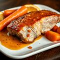 Speenvarkencotelet met sinaasappelsaus, broccolimo