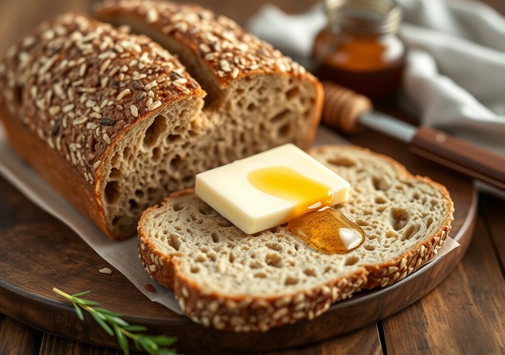 Spelt-tarwe brood, AI-gegenereerde illustratie