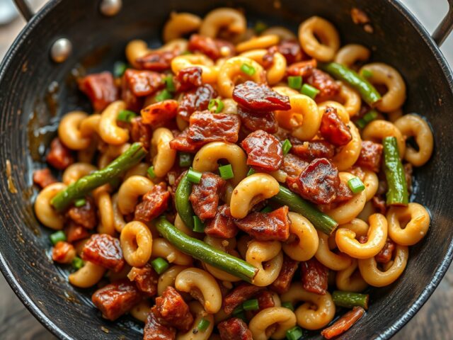 Sperciebonen met bacon — AI-gegenereerde illustratie
