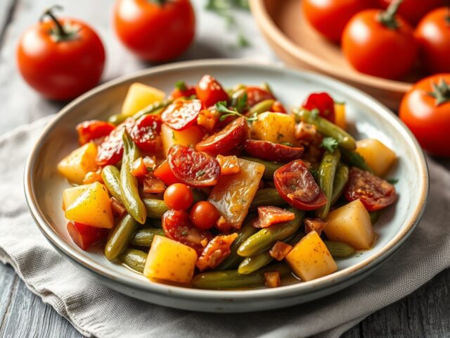 Sperziebonen tomatenschotel