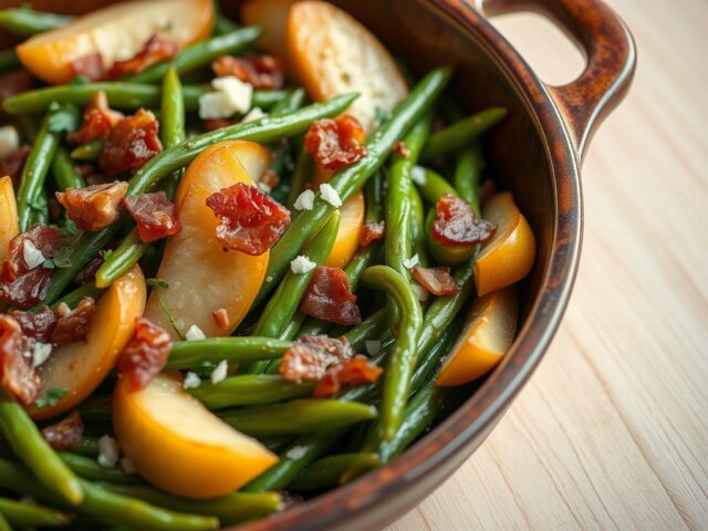 Sperzieboontjes met peren en spek