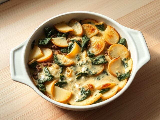 Spinazie aardappel ovenschotel