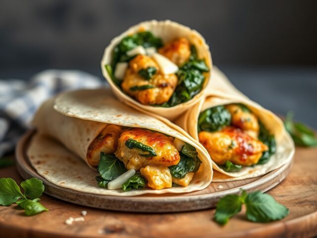 Spinazie-kip wraps met kaas