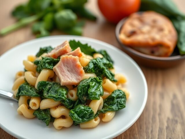 Spinazie met macaroni