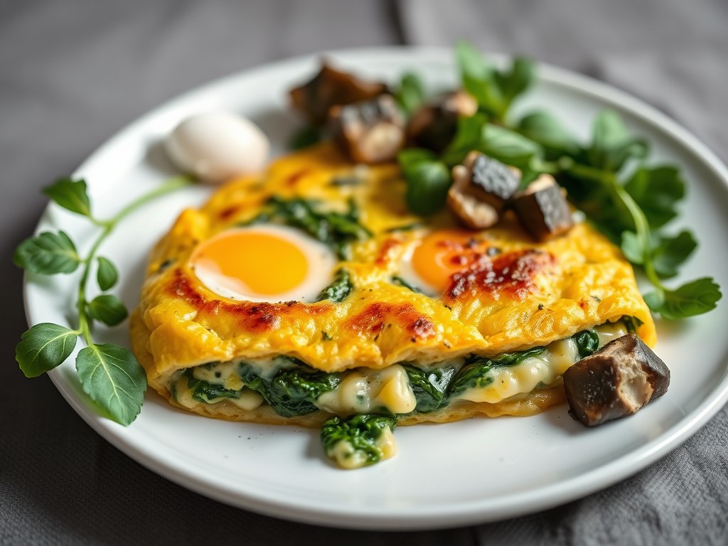 Spinazieomelet, AI-gegenereerde illustratie